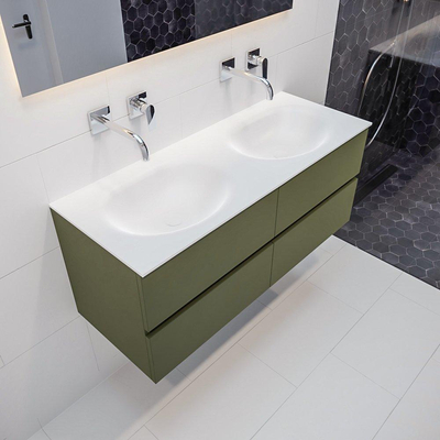 Mondiaz VICA ensemble de meuble de salle de bain - 120cm - meuble sous-vasque armée - 4 tiroirs - lavabo lune double - sans trou de robinet version XL 60cm de haut