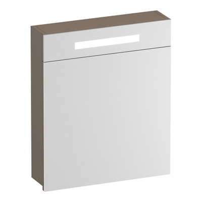 BRAUER Promise spiegelkast - 60x70x15cm -- met verlichting 1 rechtsdraaiende spiegeldeur mat mokka
