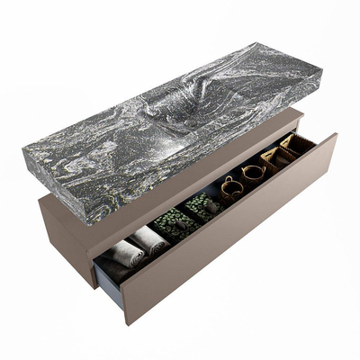 Mondiaz ALAN-DLUX Ensemble de meuble - 150cm - meuble Smoke mat - 1 tiroir - Lavabo Cloud Lava suspendu - vasque Centre - 1 trou de robinet