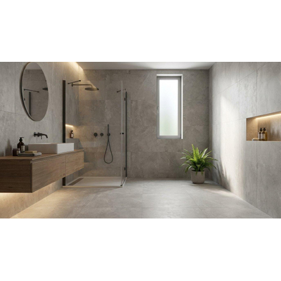 ÉCHANTILLON Terravito Arluna carrelage murale et de sol - 60x60cm - rectifié - Effet béton - Acero mat (gris)