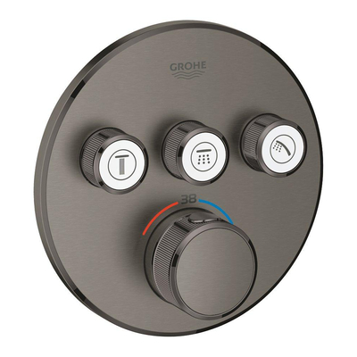Grohe Grohtherm SmartControl Inbouwkraan - thermostatisch - met omstel voor 3 functies - rond - brushed hard graphite (antraciet)