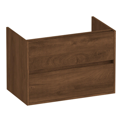 BRAUER Adore Wavy wastafelonderkast 80 2 softclose lades - greeploos - 1 sifon uitsparing - Forest Cacao