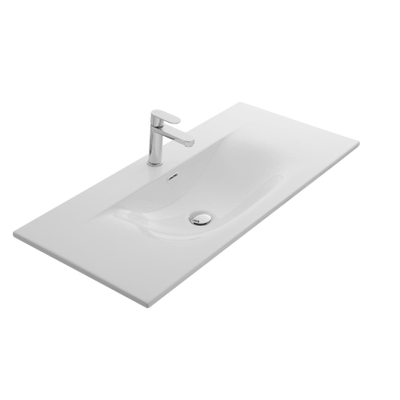 Thebalux Wastafel soft 100cm keramiek 1x kom 1x kraangat