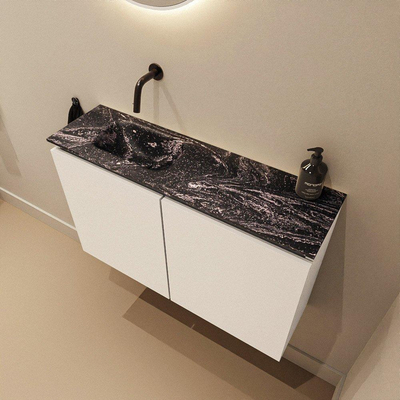MONDIAZ TURE-DLUX 80cm toiletmeubel Talc. EDEN wastafel Lava positie links. Zonder kraangat.