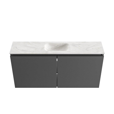 MONDIAZ TURE-DLUX 100cm toiletmeubel Dark Grey. EDEN wastafel Ostra positie midden. Zonder kraangat.
