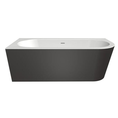 Xenz charley xs baignoire d'angle, gauche 165x75 bicolor blanc/anthracite avec 7006 combinaison de remplissage de baignoire chrome