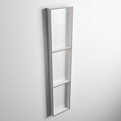 Mondiaz Easy nis 29.5x149.5x8cm voor Inbouw/opbouw 3 open vakken Solid surface Talc/Smoke