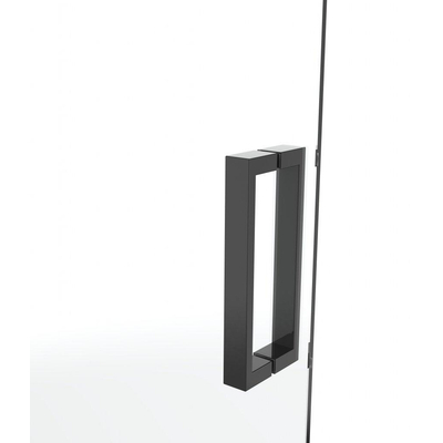 Van Rijn Products ST02 Nisdeur - 80x200cm - helder glas - dikte 6mm - met vast deel - incl. glasbehandeling - zwart mat