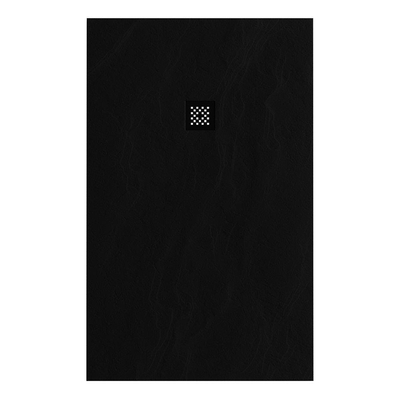 BRAUER Relievo Crag Douchebak - 100x160cm - antislip - antibacterieel - mineraalmarmer - mat zwart