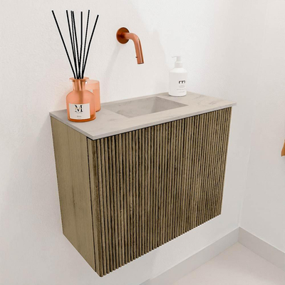 Mondiaz JOYA-DLUX 50cm toiletmeubel - kleur Dusk - Wastafel FAYE positie Midden Zonder kraangat kleur Opalo.