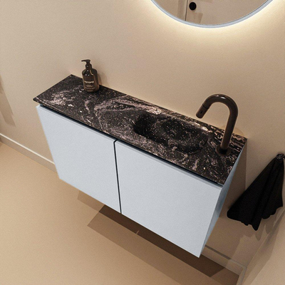 MONDIAZ TURE-DLUX Meuble toilette - 80cm - Clay - EDEN - vasque Lava - position droite - 1 trou de robinet