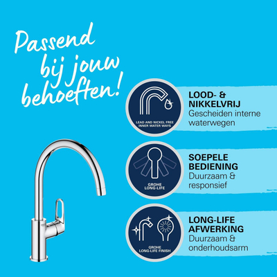 Grohe Start Flow Keukenkraan - hoog - chroom