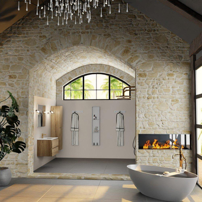 Mondiaz Aivy badmeubelset - 80x45x50cm - 1 kraangat - 1 wasbak talc Keramiek - Midden - 2 lades - Met spiegel - Melamine Chai