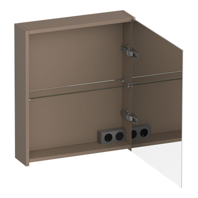 BRAUER Impress armoire de toilette - 60x70x15cm - sans éclairage - avec 1 porte miroir double face à droite - moka mat