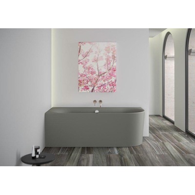 Plieger Kansas Baignoire d'angle - 180x80x60cm - angle gauche - avec arrivée d'eau - avec garniture de vidage et de trop-plein - avec pieds - acrylique - gris ciment