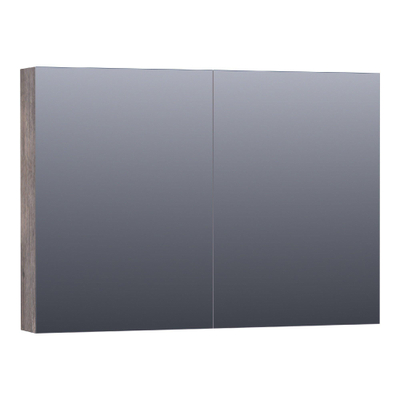 BRAUER Impress armoire de toilette - 100x70x15cm - sans éclairage - 2 portes miroir double face - Bois flotté
