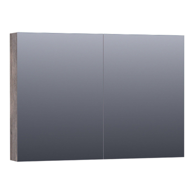 BRAUER Plain Spiegelkast - 100x70x15cm - 2 links/rechtsdraaiende spiegeldeuren - MFC - grey Canyon