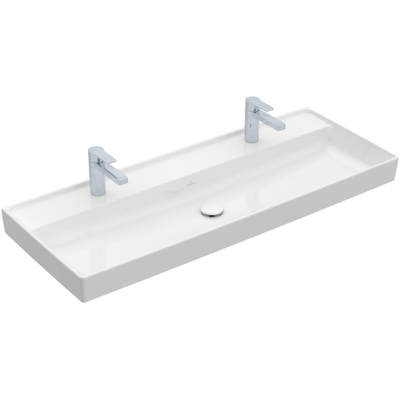 Villeroy & Boch Collaro lavabo à poser sur meuble - 120x47cm - sans trop-plein 2 trous de robinet blanc