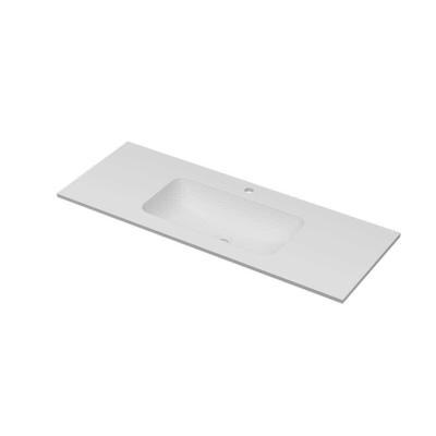 INK Aspekt lavabo - 120x45x1,5cm - 1 bassin - 1 trou de robinet - porcelaine blanc mat