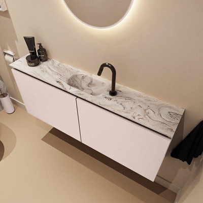 MONDIAZ TURE-DLUX 120cm toiletmeubel Rosee. EDEN wastafel Glace positie midden. Met 1 kraangat.