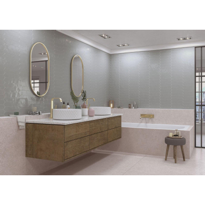 Terravito Ulvara wandtegel - 6.5x33.2cm - 8mm - Zeshoek - Grijs glans