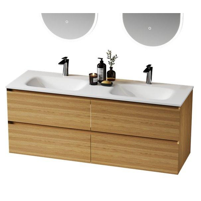 Saniclass Terra Wastafelonderkast - 140cm - 4 lades - sandwood