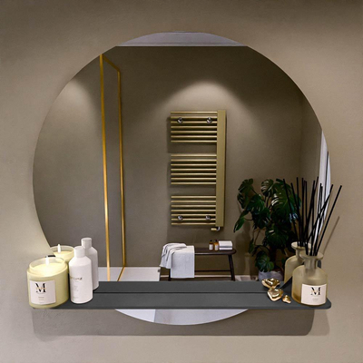 Miroir de salle de bain Mondiaz SPOT - rond 90cm - plan de miroir - couleur Gris Foncé