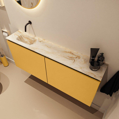 MONDIAZ TURE-DLUX 120cm toiletmeubel Ocher. EDEN wastafel Frappe positie links. Zonder kraangat.
