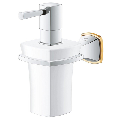 Grohe Grandera houder met zeepdispencer chroom/goud