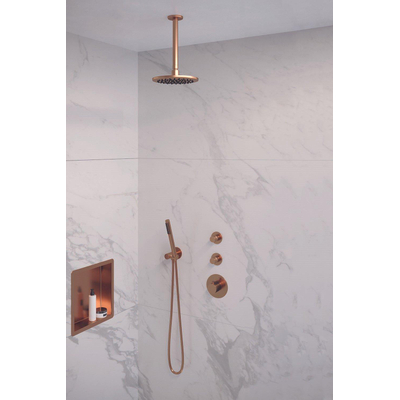 Brauer Copper Edition Set de douche à encastrer thermostatique avec partie encastrable douche de tête 20cm bras plafond douchette stick Cuivre brossé PVD