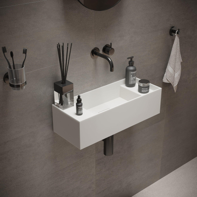 Ideavit SolidBliss Wastafel 55x22x15cm 0 kraangaten Solid surface mat wit