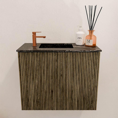 Mondiaz JOYA-DLUX 50cm toiletmeubel - kleur Dusk - Wastafel FAYE positie Links 1 kraangat kleur Lava.