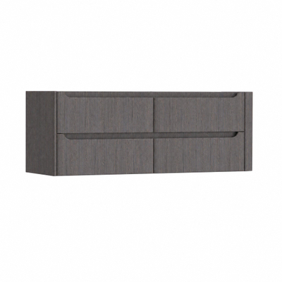 H&R Badmeubelen Juice Meuble sous lavabo - 140x45x50cm - angle droit arrondi - 4 tiroirs - poignée intégrée - Wenge