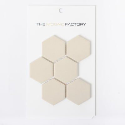 ÉCHANTILLON The Mosaic Factory London carreau mosaïque 5,1x5,9x0,6cm hexagone non émaillé grès cérame carreau de sol pour intérieur et extérieur résistant au gel R11 blanc