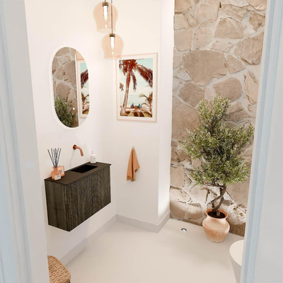 Mondiaz JOYA 60cm toiletmeubel - kleur Shadow - Wastafel FAYE positie Rechts Zonder kraangat kleur Urban.