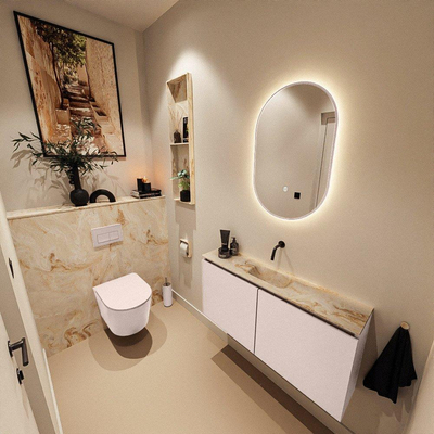 MONDIAZ TURE-DLUX 100cm toiletmeubel Rosee. EDEN wastafel Frappe positie midden. Zonder kraangat.