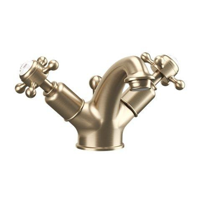 Crosswater Belgravia Crosshead Monomixer - met pop-up waste op het blad gemonteerd - geborsteld messing (goud)