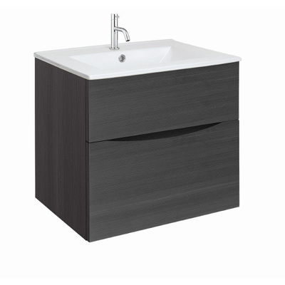 Crosswater Glide II Wastafelonderkast - 60x45x52cm - 2 lades - greeploos - steelwood (hout)