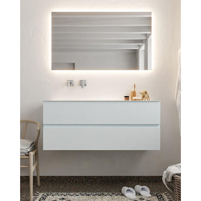 Mondiaz VICA ensemble de meuble de salle de bain - 120cm - meuble sous-vasque argile - 2 tiroirs - lavabo nuage gauche - sans trou de robinet - miroir LED - version XL 60cm de haut