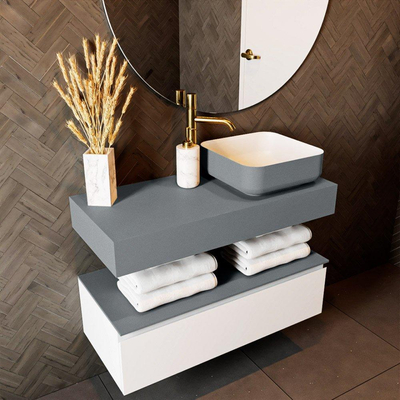 Mondiaz TOP 23 Vrijhangend Topblad - 90x23.5x12cm - geschikt voor waskom - Solid surface - Plata