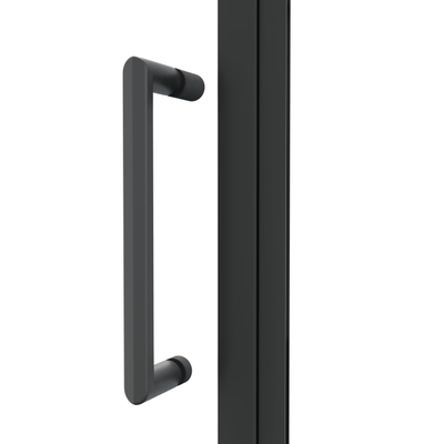 FugaFlow Eccelente Vetro Cabine de Douche - 80x120x200cm - charnières - poignée de porte - barre de stabilisation - verre clair strié - verre de sécurité - noir mat