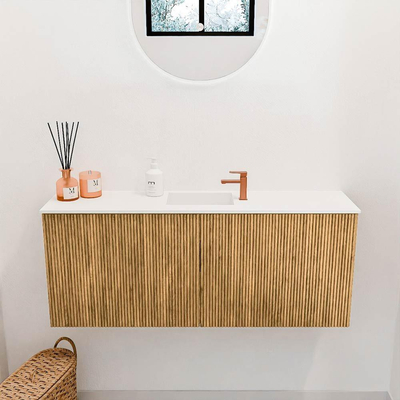 Mondiaz JOYA 100cm toiletmeubel - kleur Oak - Wastafel FAYE positie Midden 1 kraangat kleur Talc.