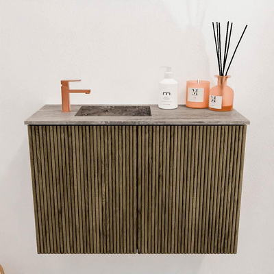 Mondiaz JOYA-DLUX 60cm toiletmeubel - kleur Dusk - Wastafel FAYE positie Links 1 kraangat kleur Oza.