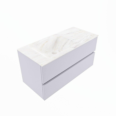 Mondiaz VICA-DLUX Ensemble de meuble de salle de bain - 100cm - meuble sous-vasque cale - 2 tiroirs - lavabo encastré cloud gauche - 1 trou de robinet - version haute de 60cm - ostra