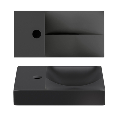 Clou Vale lave-mains en céramique 38x19x7cm trou de robinet à gauche Noir mat