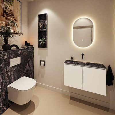 MONDIAZ TURE-DLUX Meuble de WC 80 cm Talc. Lavabo EDEN Lava position milieu. Sans trou de robinet.