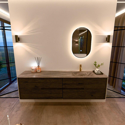 Mondiaz CIRO-DLUX Badkamermeubelset - 190x45x50cm - Solid surface wastafel Oza - 1 wasbak Rechts - 1 kraangat - 4 lades - Shadow
