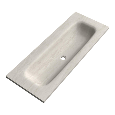 BRAUER Dune Medium Wastafel - 120cm - 1 wasbak - 0 kraangaten - sintered stone - Ivory Travertin