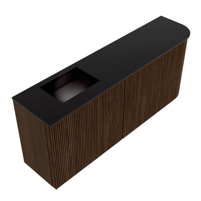 Mondiaz JOYA 101.6cm toiletmeubel - ronding rechts kleur Walnut - Wastafel FAYE positie Links 1 kraangat kleur Urban.