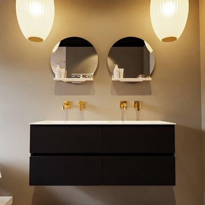 Mondiaz VICA-DLUX ensemble de meuble de salle de bain - 120cm - meuble sous-vasque urbain - 4 tiroirs - lavabo encastré cloud double - sans trous de robinet - version haute de 60cm - ostra